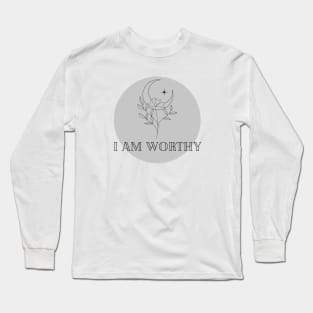 Affirmation Collection - I Am Worthy (Gray) Long Sleeve T-Shirt